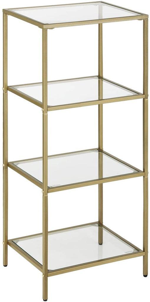 Buy VASAGLE Storage Shelf 4-Tier Tempered Glass Gold discounted | Products On Sale Australia