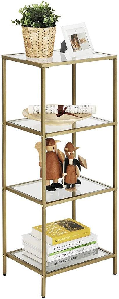 Buy VASAGLE Storage Shelf 4-Tier Tempered Glass Gold discounted | Products On Sale Australia