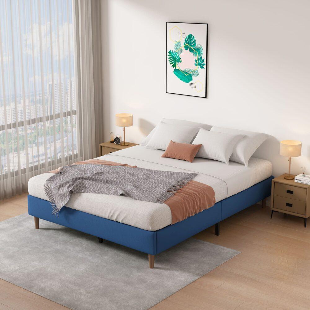 Buy Velvet Blue Bed Frame – Double discounted | Products On Sale Australia