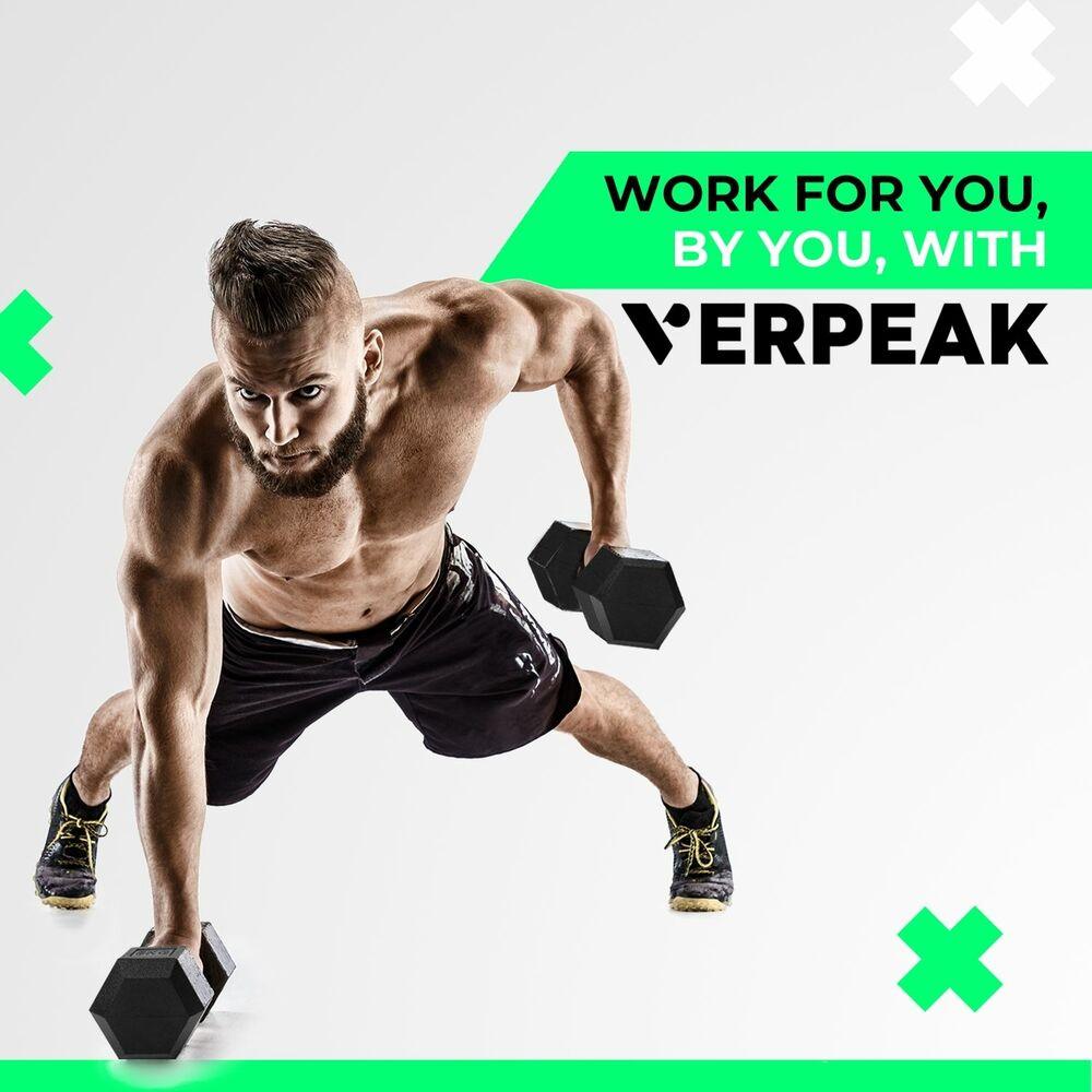 Buy Verpeak Rubber Hex Dumbbells 12.5kg - discounted | Products On Sale Australia