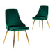 Buy Viva Forever Set of 2 Green Velvet Dining Chairs-Art Deco Design with Gold Metal Legs discounted | Products On Sale Australia