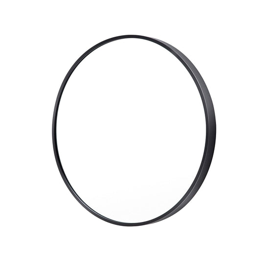 Buy Wall Mirror Round Aluminum Frame Bathroom 70cm BLACK discounted | Products On Sale Australia