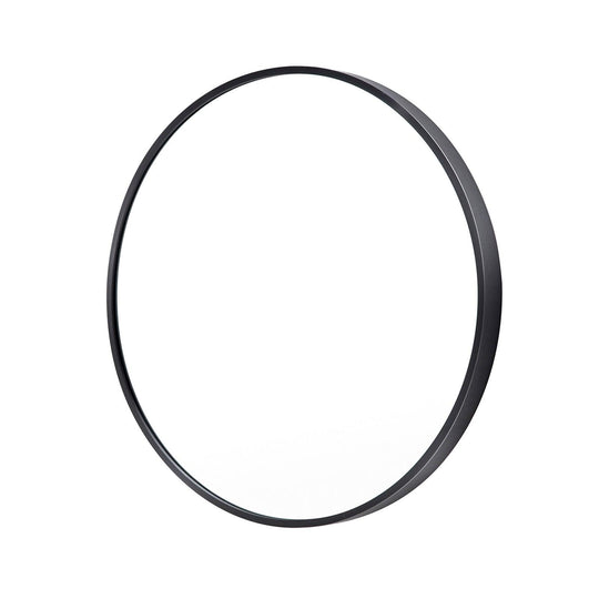 Buy Wall Mirror Round Aluminum Frame Bathroom 80cm BLACK discounted | Products On Sale Australia