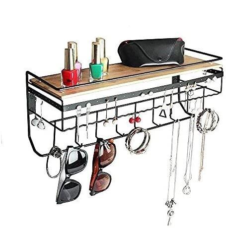 Buy Wall Mount Hanging Jewelry Organizer with 9 Hooks (Black Metal) discounted | Products On Sale Australia