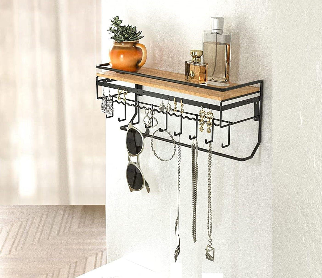 Buy Wall Mount Hanging Jewelry Organizer with 9 Hooks (Black Metal) discounted | Products On Sale Australia