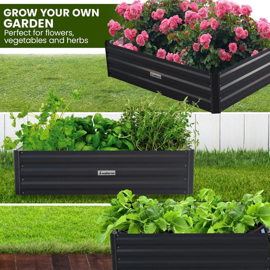 Buy Wallaroo 150 x 90 x 30cm Galvanized Steel Garden Bed - Black discounted | Products On Sale Australia