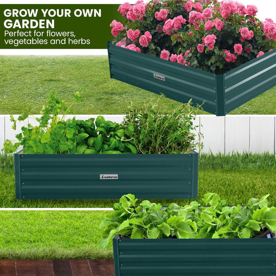 Buy Wallaroo Garden Bed 120 x 60 x 30cm Galvanized Steel - Green discounted | Products On Sale Australia