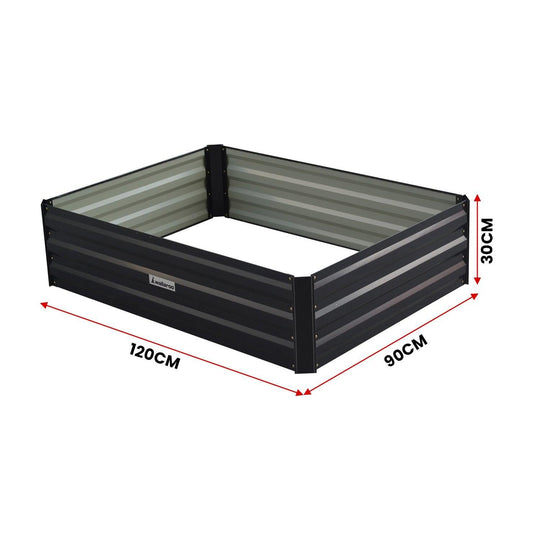 Buy Wallaroo Garden Bed 120 x 90 x 30cm Galvanized Steel - Black discounted | Products On Sale Australia