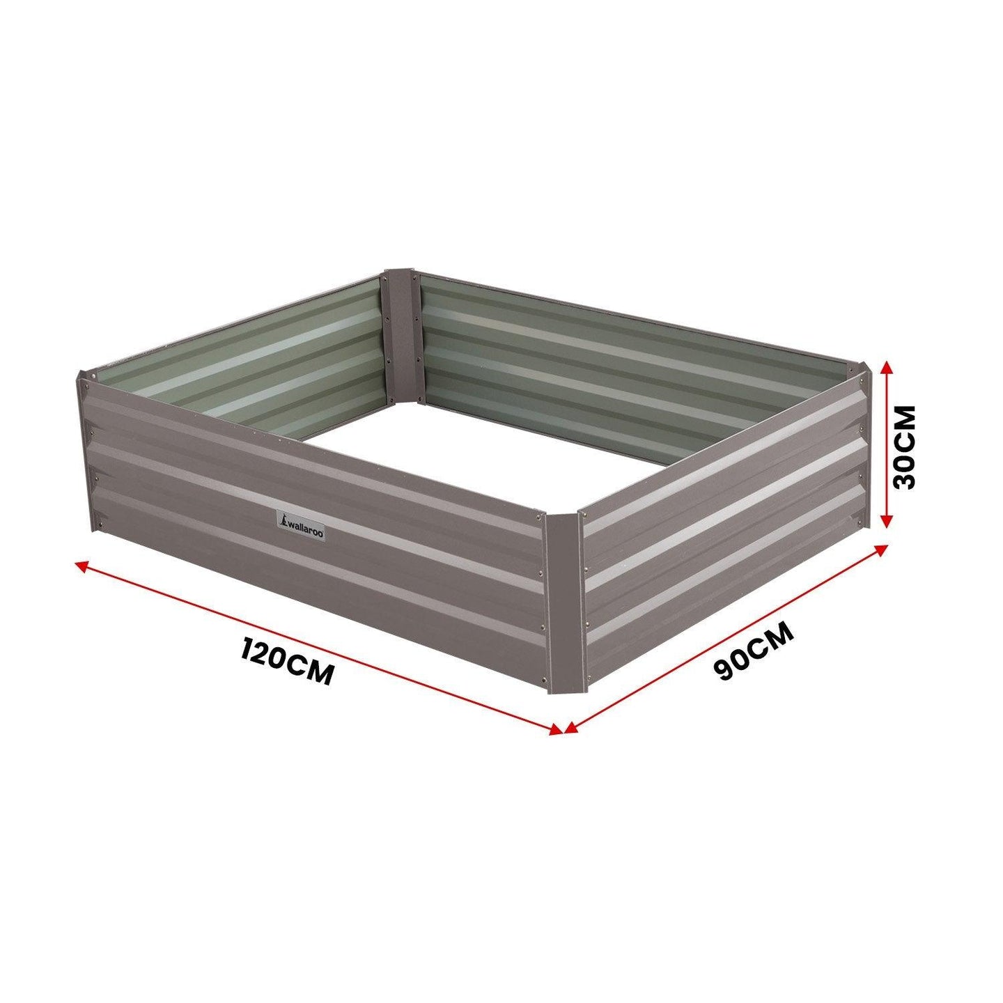 Buy Wallaroo Garden Bed 120 x 90 x 30cm Galvanized Steel - Grey discounted | Products On Sale Australia