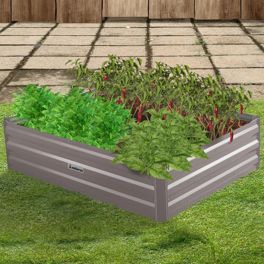 Buy Wallaroo Garden Bed 120 x 90 x 30cm Galvanized Steel - Grey discounted | Products On Sale Australia