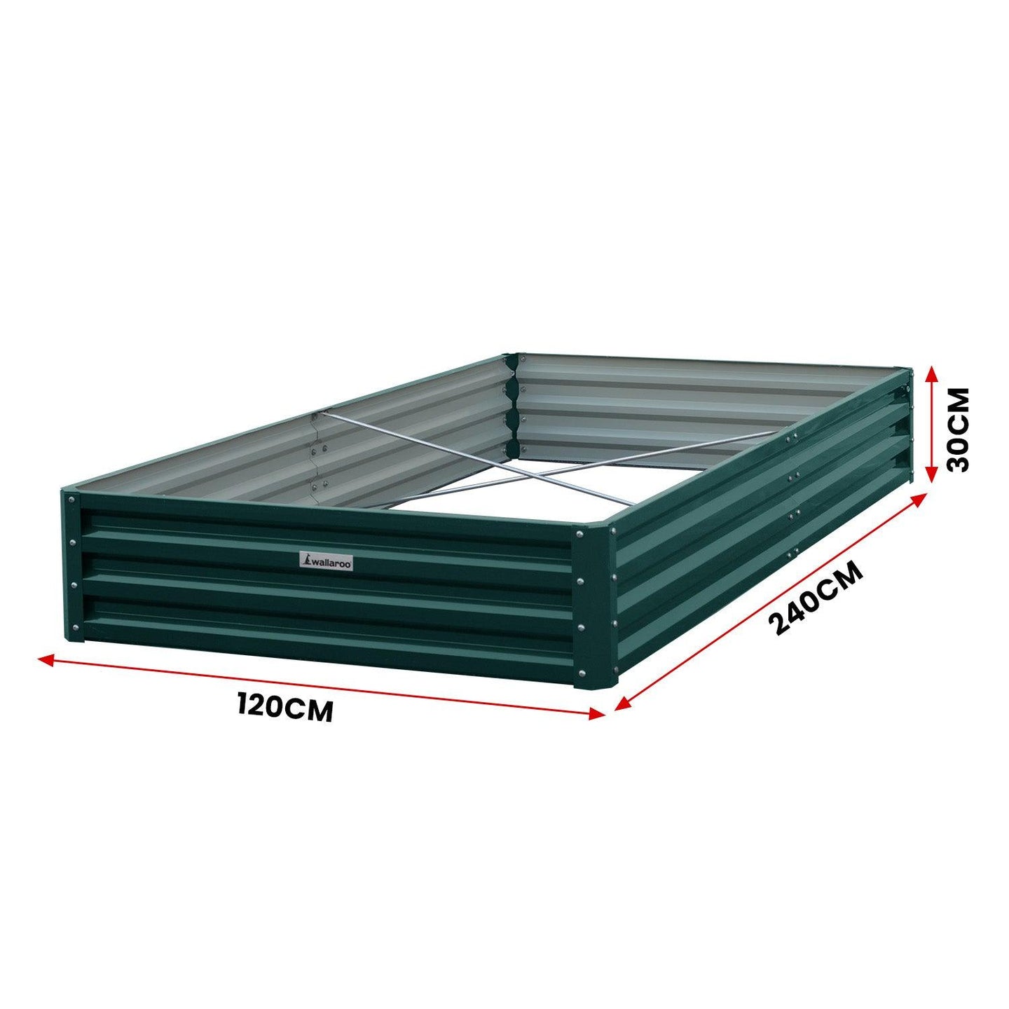 Buy Wallaroo Garden Bed 240 x 120 x 30cm Galvanized Steel - Green discounted | Products On Sale Australia