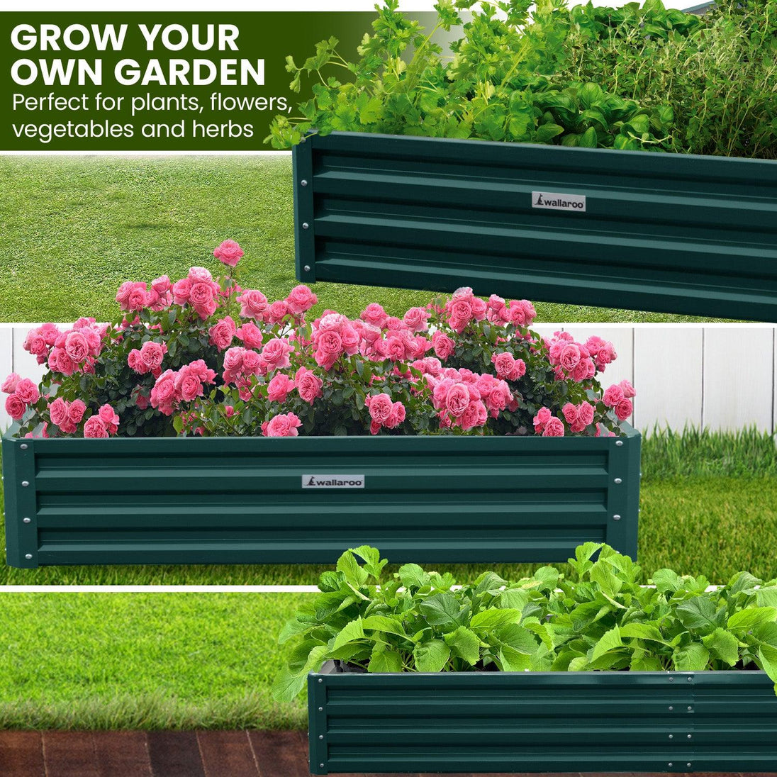 Buy Wallaroo Garden Bed 240 x 120 x 30cm Galvanized Steel - Green discounted | Products On Sale Australia