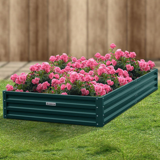 Buy Wallaroo Garden Bed 240 x 120 x 30cm Galvanized Steel - Green discounted | Products On Sale Australia