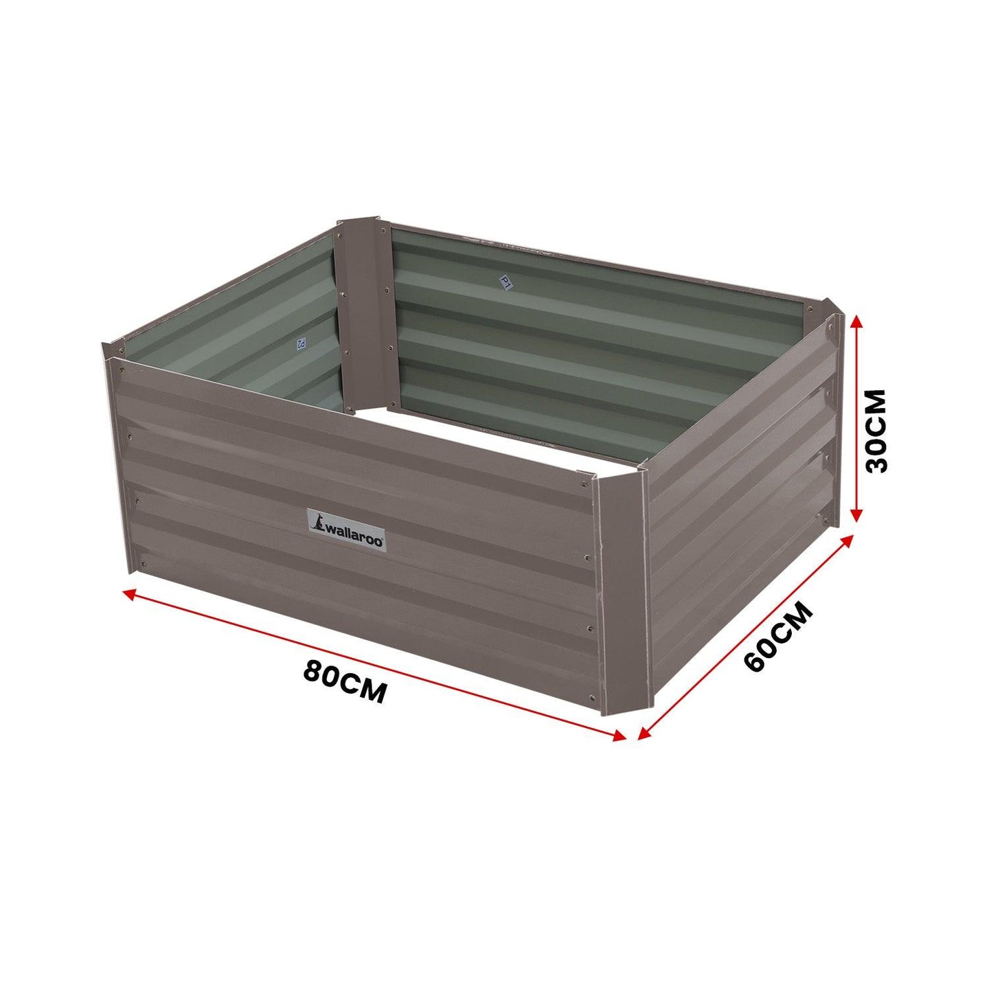 Buy Wallaroo Garden Bed 80 x 60 x 30cm Galvanized Steel - Grey discounted | Products On Sale Australia