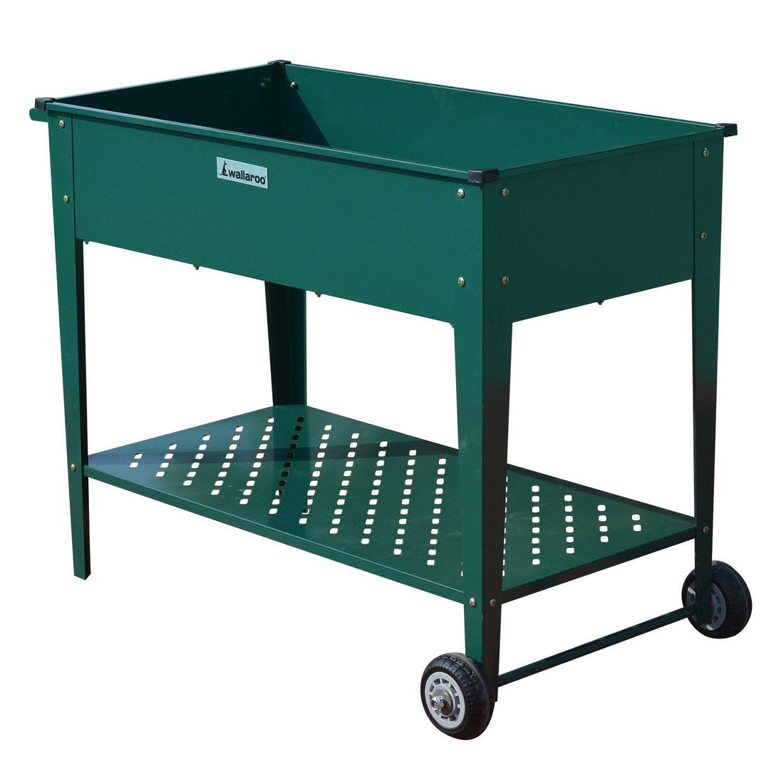 Buy Wallaroo Garden Bed Cart Raised Planter Box 108.5 x 50.5 x 80cm Galvanized Steel - Green discounted | Products On Sale Australia