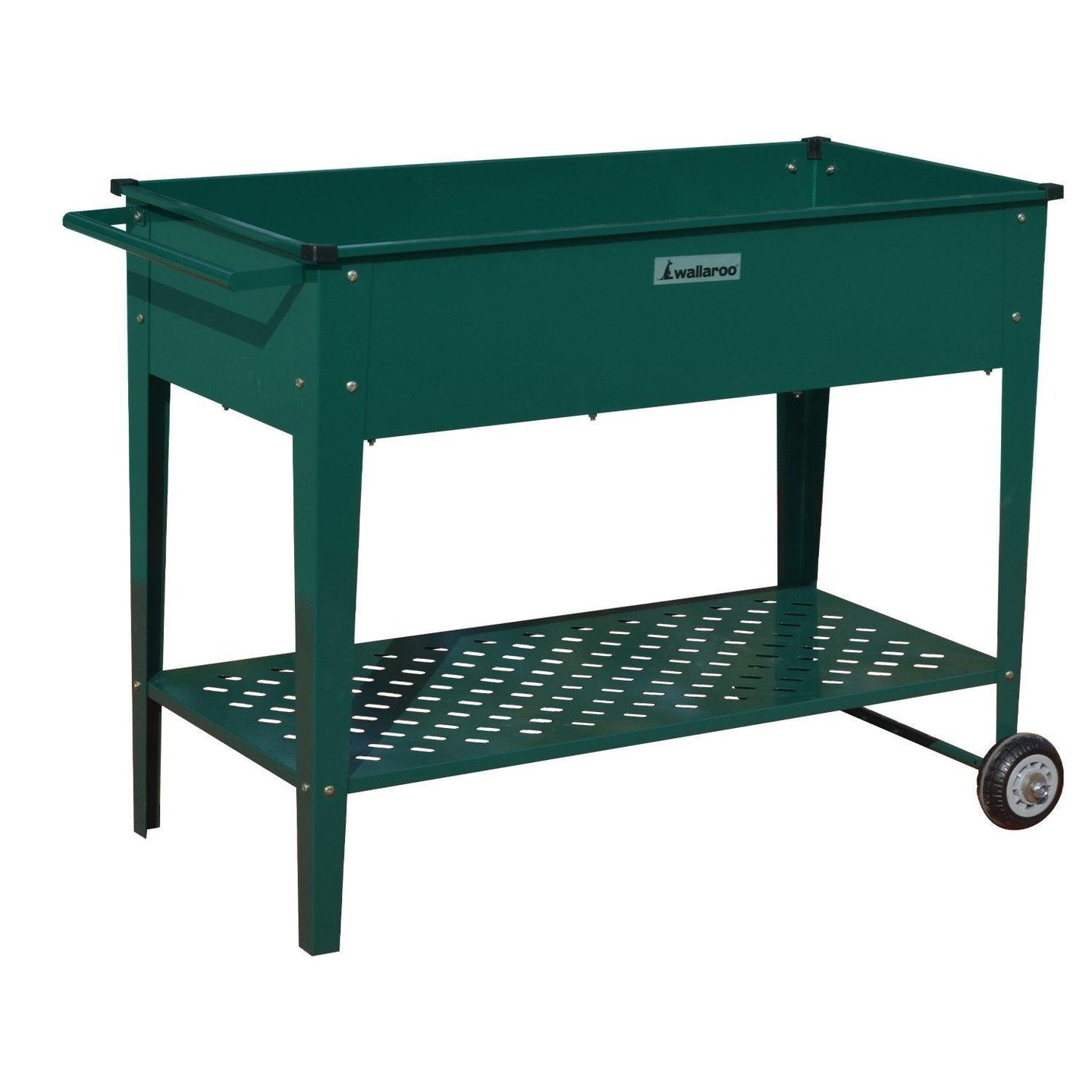 Buy Wallaroo Garden Bed Cart Raised Planter Box 108.5 x 50.5 x 80cm Galvanized Steel - Green discounted | Products On Sale Australia