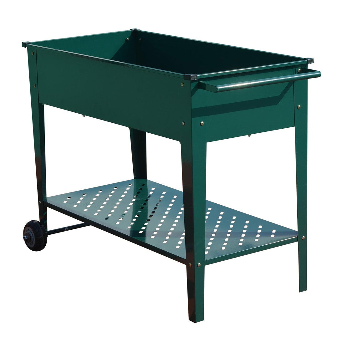 Buy Wallaroo Garden Bed Cart Raised Planter Box 108.5 x 50.5 x 80cm Galvanized Steel - Green discounted | Products On Sale Australia