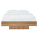 Buy Walnut Oak Wood Floating Bed Base Queen discounted | Products On Sale Australia