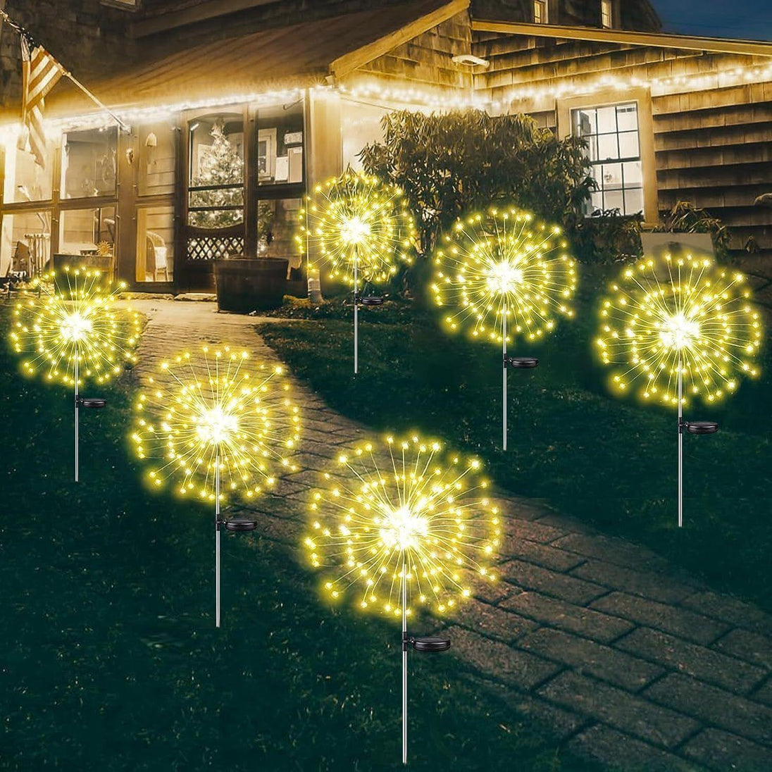 Buy Warm White Fireworks 120 LED Fairy String Lights Starburst Solar Xmas Garden Night Lamp Hot NEW discounted | Products On Sale Australia