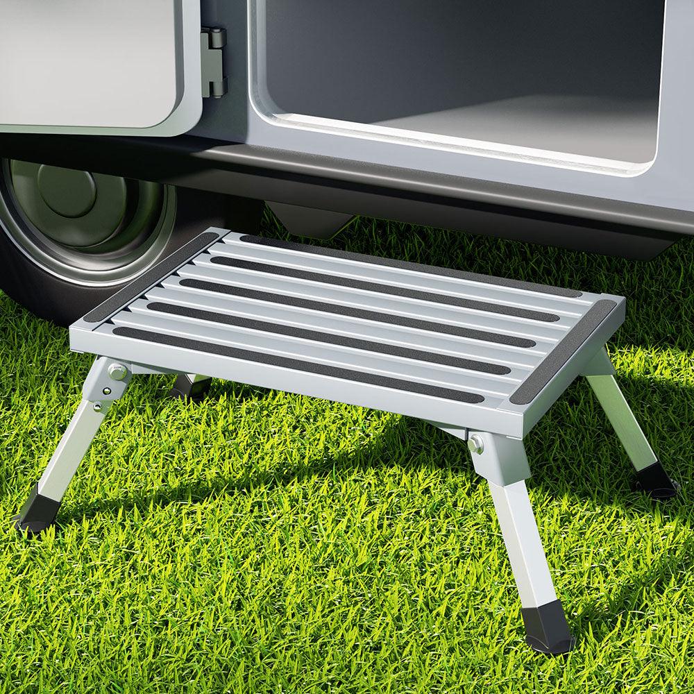 Buy Weisshorn Caravan Step Folding Aluminium Step Ladder Stool discounted | Products On Sale Australia