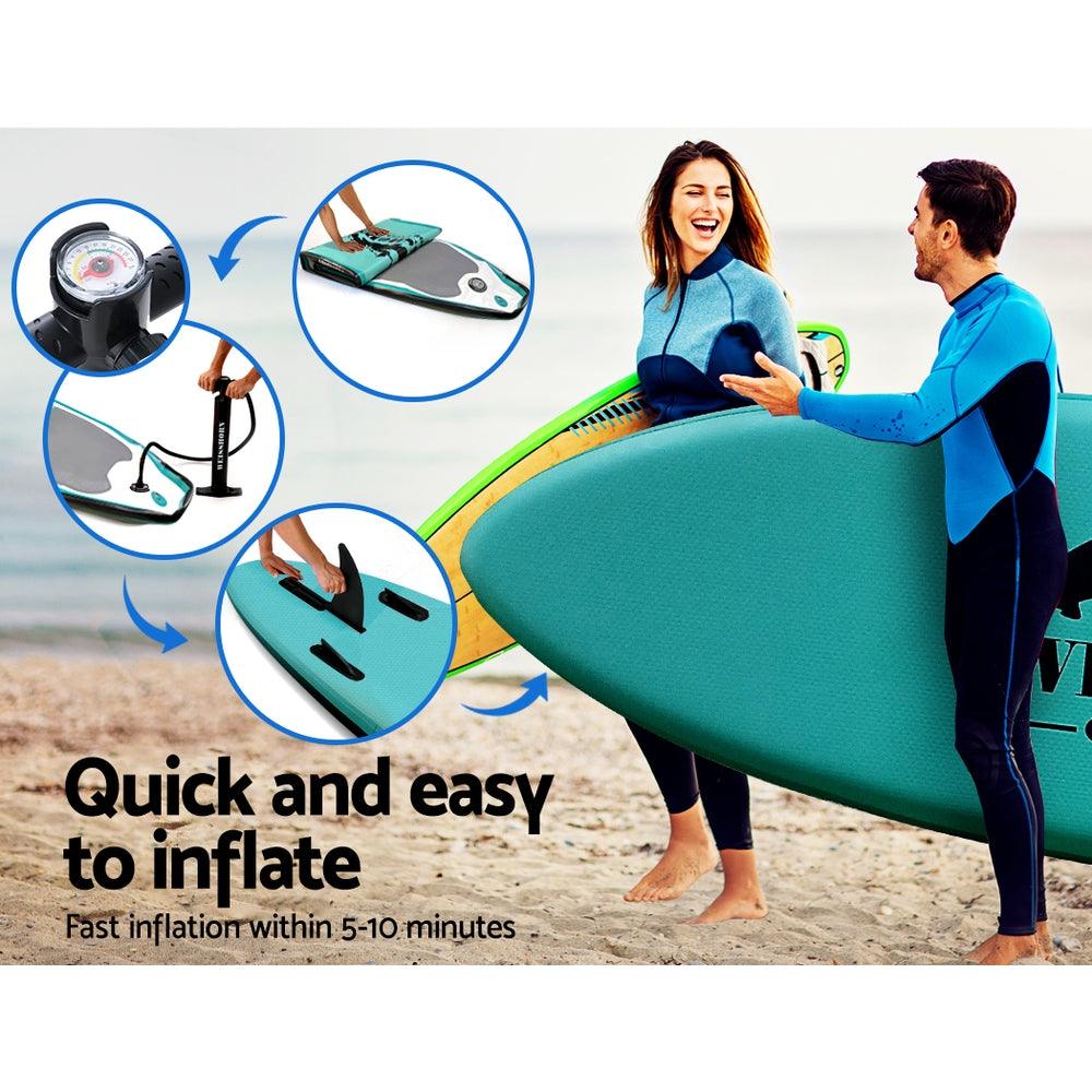 Buy Weisshorn Stand Up Paddle Board 10.6ft Inflatable SUP Surfboard Paddleboard Kayak Surf Green discounted | Products On Sale Australia