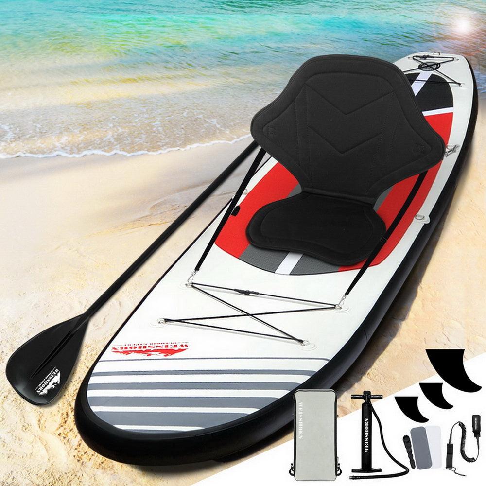 Buy Weisshorn Stand Up Paddle Board 11ft Inflatable SUP Surfboard Paddleboard Kayak Surf Black discounted | Products On Sale Australia