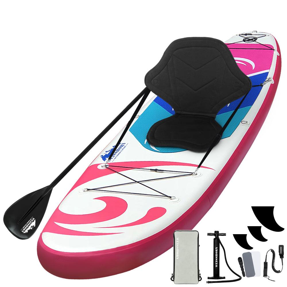 Buy Weisshorn Stand Up Paddle Board 11ft Inflatable SUP Surfboard Paddleboard Kayak Surf Pink discounted | Products On Sale Australia