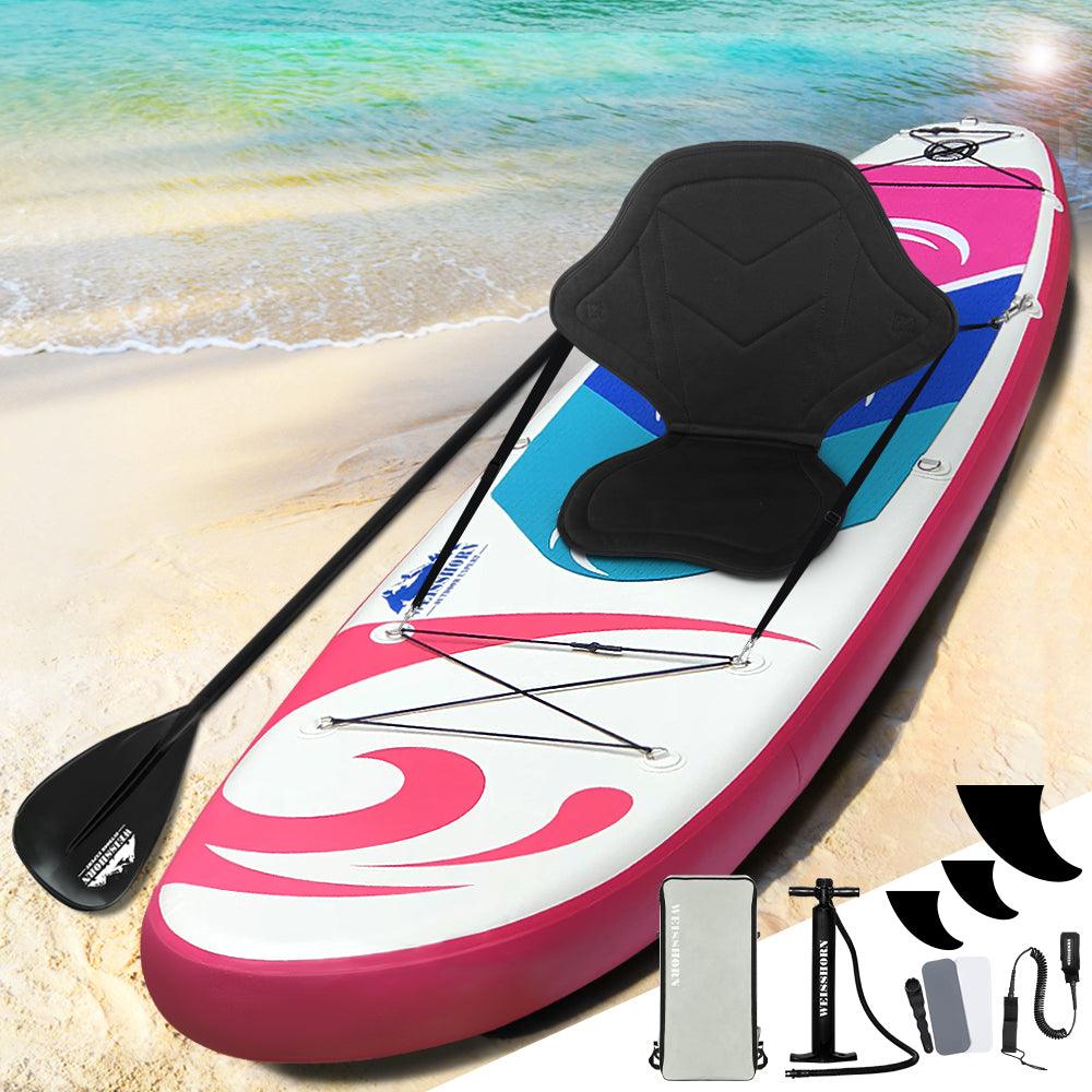 Buy Weisshorn Stand Up Paddle Board 11ft Inflatable SUP Surfboard Paddleboard Kayak Surf Pink discounted | Products On Sale Australia