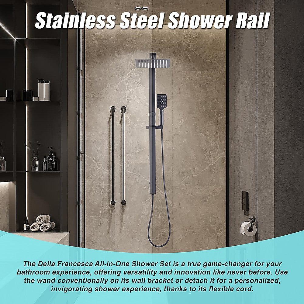 Buy WELS 10" Rain Shower Head Set Square Dual Heads High Pressure with Handheld in Black discounted | Products On Sale Australia