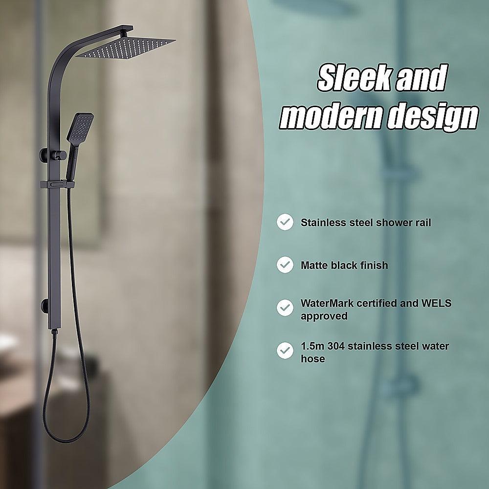 Buy WELS 10" Rain Shower Head Set Square Dual Heads High Pressure with Handheld in Black discounted | Products On Sale Australia