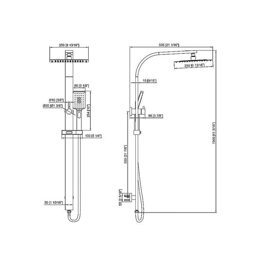 Buy WELS 10" Rain Shower Head Set Square Dual Heads High Pressure with Handheld in Chrome discounted | Products On Sale Australia