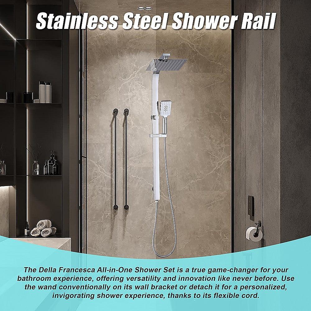 Buy WELS 10" Rain Shower Head Set Square Dual Heads High Pressure with Handheld in Chrome discounted | Products On Sale Australia