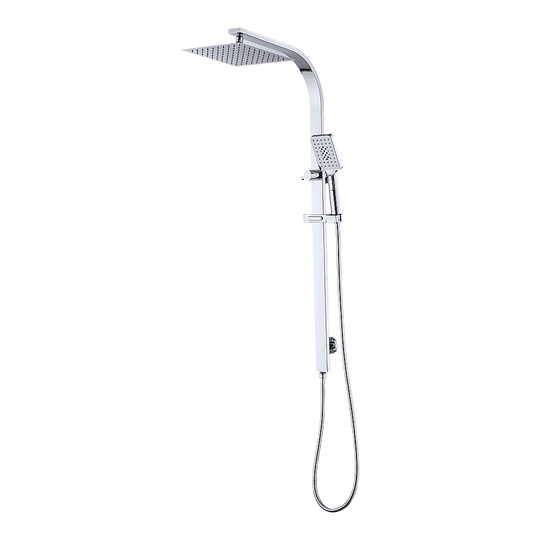 Buy WELS 10" Rain Shower Head Set Square Dual Heads High Pressure with Handheld in Chrome discounted | Products On Sale Australia