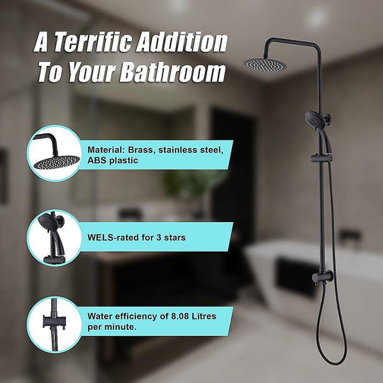 Buy WELS 8" Rain Shower Head Set Rounded Dual Heads Faucet High Pressure Hand Held discounted | Products On Sale Australia