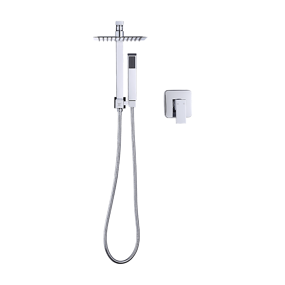 Buy WELS 8" Rain Shower Head Set Square Dual Heads Faucet High Pressure With Mixer discounted | Products On Sale Australia