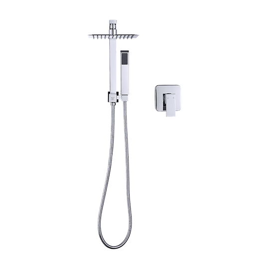 Buy WELS 8" Rain Shower Head Set Square Dual Heads Faucet High Pressure With Mixer discounted | Products On Sale Australia