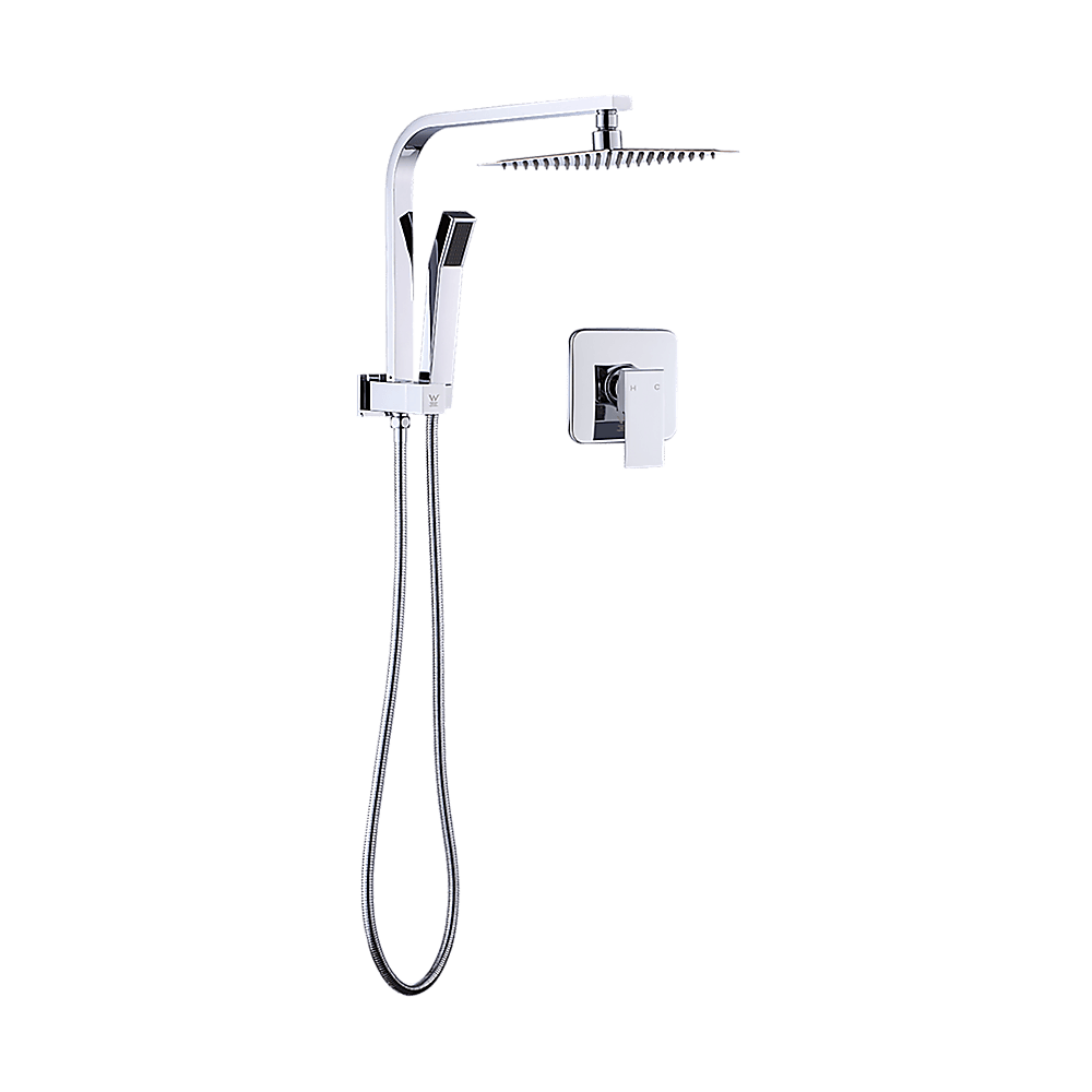 Buy WELS 8" Rain Shower Head Set Square Dual Heads Faucet High Pressure With Mixer discounted | Products On Sale Australia