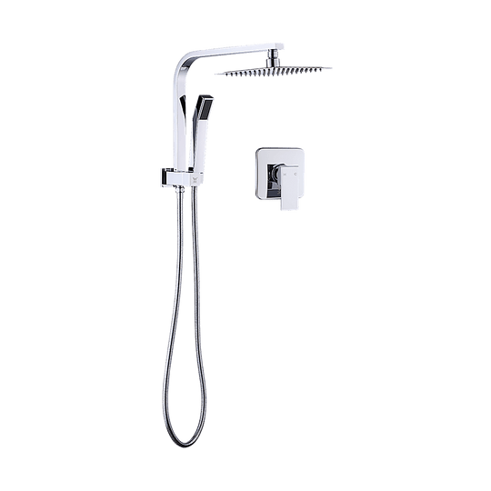 Buy WELS 8" Rain Shower Head Set Square Dual Heads Faucet High Pressure With Mixer discounted | Products On Sale Australia