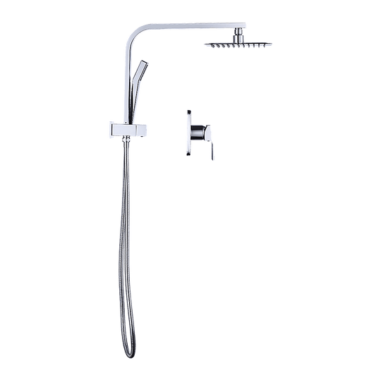 Buy WELS 8" Rain Shower Head Set Square Dual Heads Faucet High Pressure With Mixer discounted | Products On Sale Australia