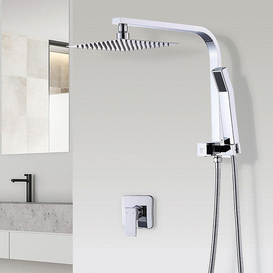 Buy WELS 8" Rain Shower Head Set Square Dual Heads Faucet High Pressure With Mixer discounted | Products On Sale Australia