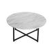 Buy White Marble Effect Round Coffee Table with Black Legs discounted | Products On Sale Australia