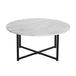 Buy White Marble Effect Round Coffee Table with Black Legs discounted | Products On Sale Australia