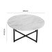 Buy White Marble Effect Round Coffee Table with Black Legs discounted | Products On Sale Australia