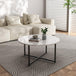 Buy White Marble Effect Round Coffee Table with Black Legs discounted | Products On Sale Australia