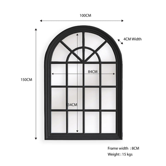 Buy Window Style Mirror - Black Arch 100 CM x 150 CM discounted | Products On Sale Australia