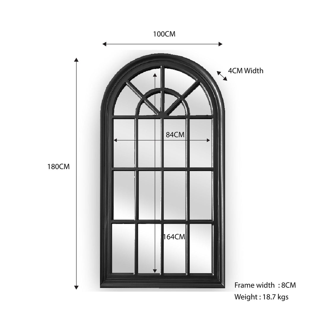 Buy Window Style Mirror - Black Arch 70 CM x 130 CM discounted | Products On Sale Australia