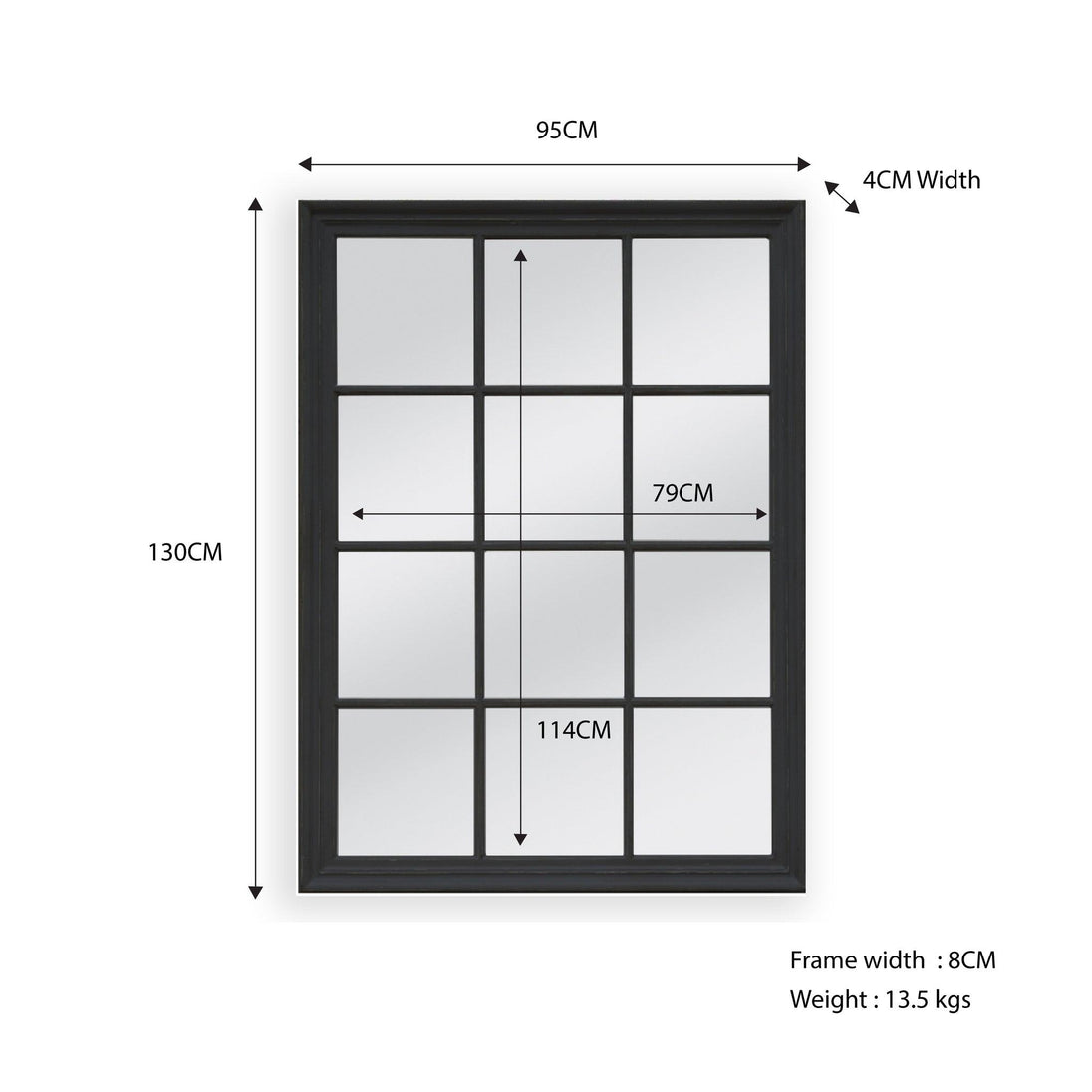 Buy Window Style Mirror - Black Rectangle 95cm x 130cm discounted | Products On Sale Australia