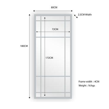 Buy Window Style Mirror Full Length - White 80 CM x 180 CM discounted | Products On Sale Australia