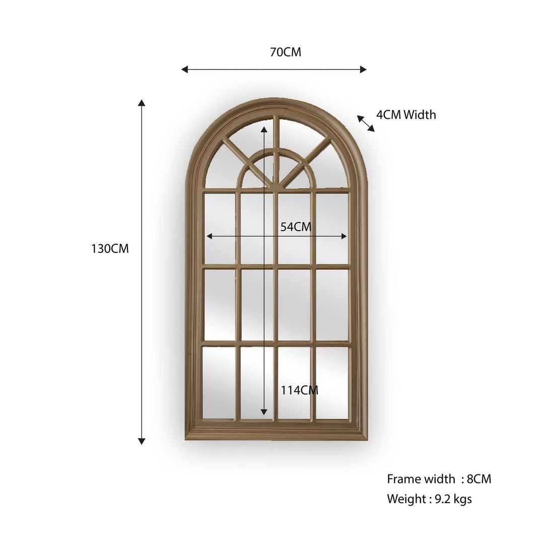 Buy Window Style Mirror - Taupe Arch 70 CM x 130 CM discounted | Products On Sale Australia