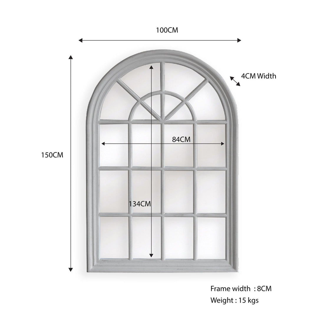 Buy Window Style Mirror - White Arch 100 CM x 150 CM discounted | Products On Sale Australia